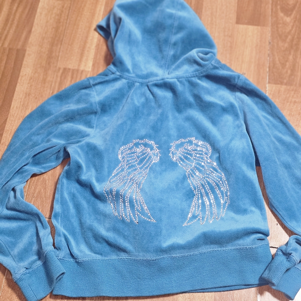 Pink Republic Blue Hoodie with Angel Wing Design